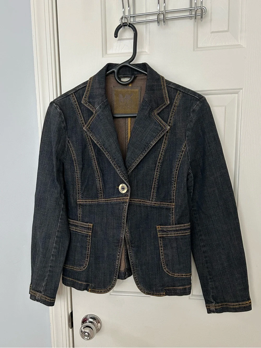 Michael Kors Classy Flattering Denim Jean Cotton Blazer Jacket